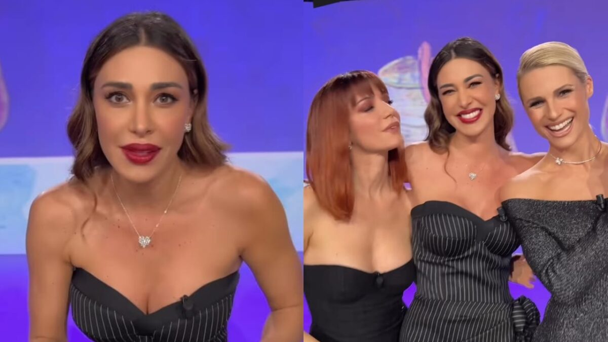 Belen Rodriguez non bada a spese, il minidress gessato è costosissimo!