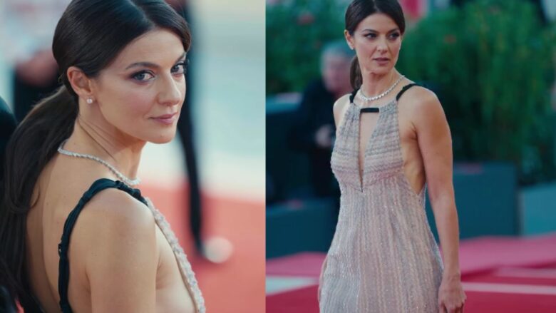 Barbara Ronchi, a Venezia 2025 omaggia Giorgio Armani con un meraviglioso abito Giorgio Armani Archivio