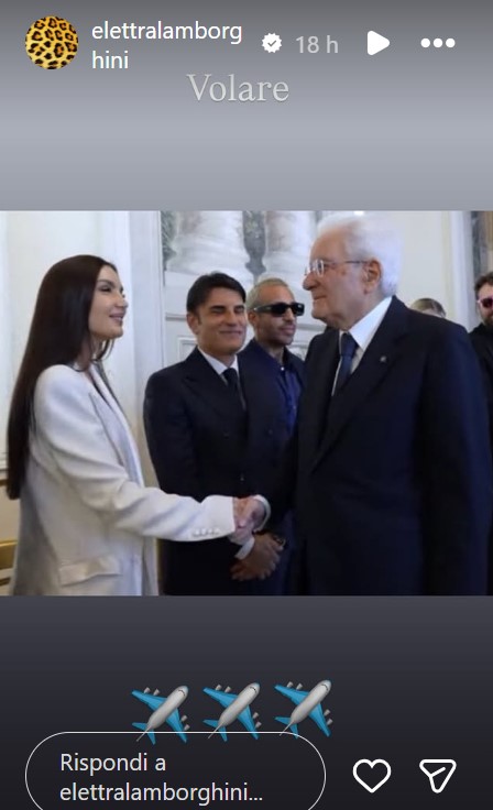 Elettra Lamborghini si prepara al Festival di Sanremo 2026 con un total white Look