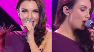 Elettra Lamborghini lascia tutti senza fiato al San Marino Song Contest con l’abito asimmetrico con cascata di piume!