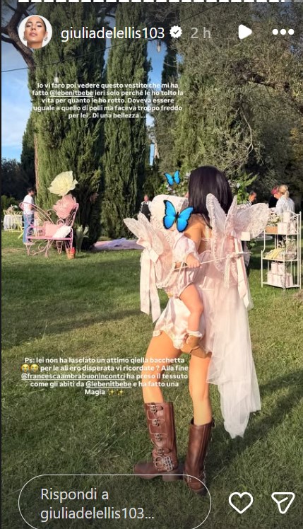 Giulia De Lellis, cosa ha indossato per la festa di compleanno della figlia Priscilla: il Look da fatina FOTO